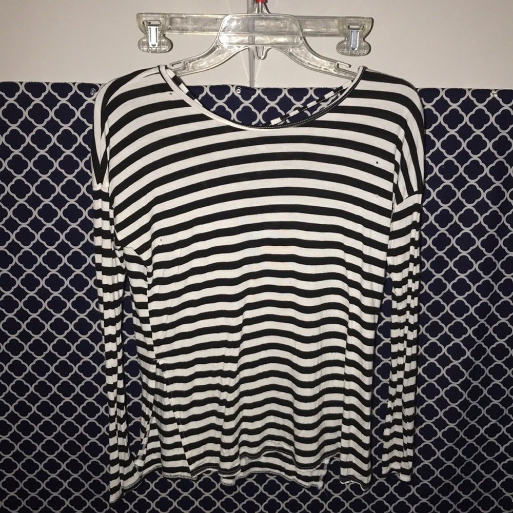 distressed hollister striped top with strappy back